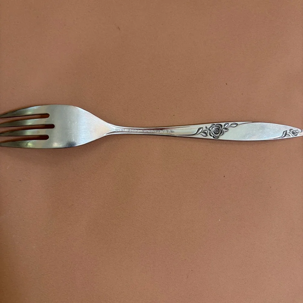 West Bend Twilight Rose Dinner Forks Stainless Steel USA Floral Set of 6 Cottage